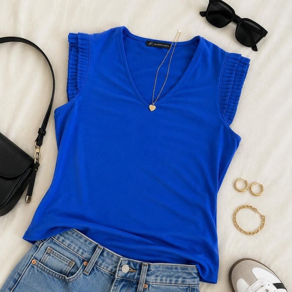 Blue top with ruched detailing
